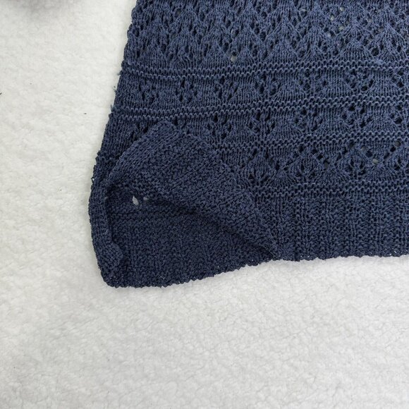 Sigrid Olsen Women's Open Crochet Weave 3/4 Sleeve Knit Sweater Size M* Blue - Picture 2 of 8